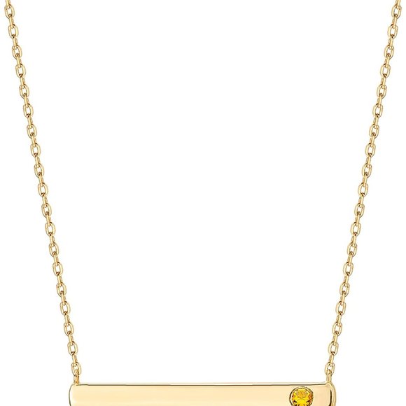 Other - 14K Gold Plated Crystal Birthstone Bar Necklace | Dainty Necklace | Gold